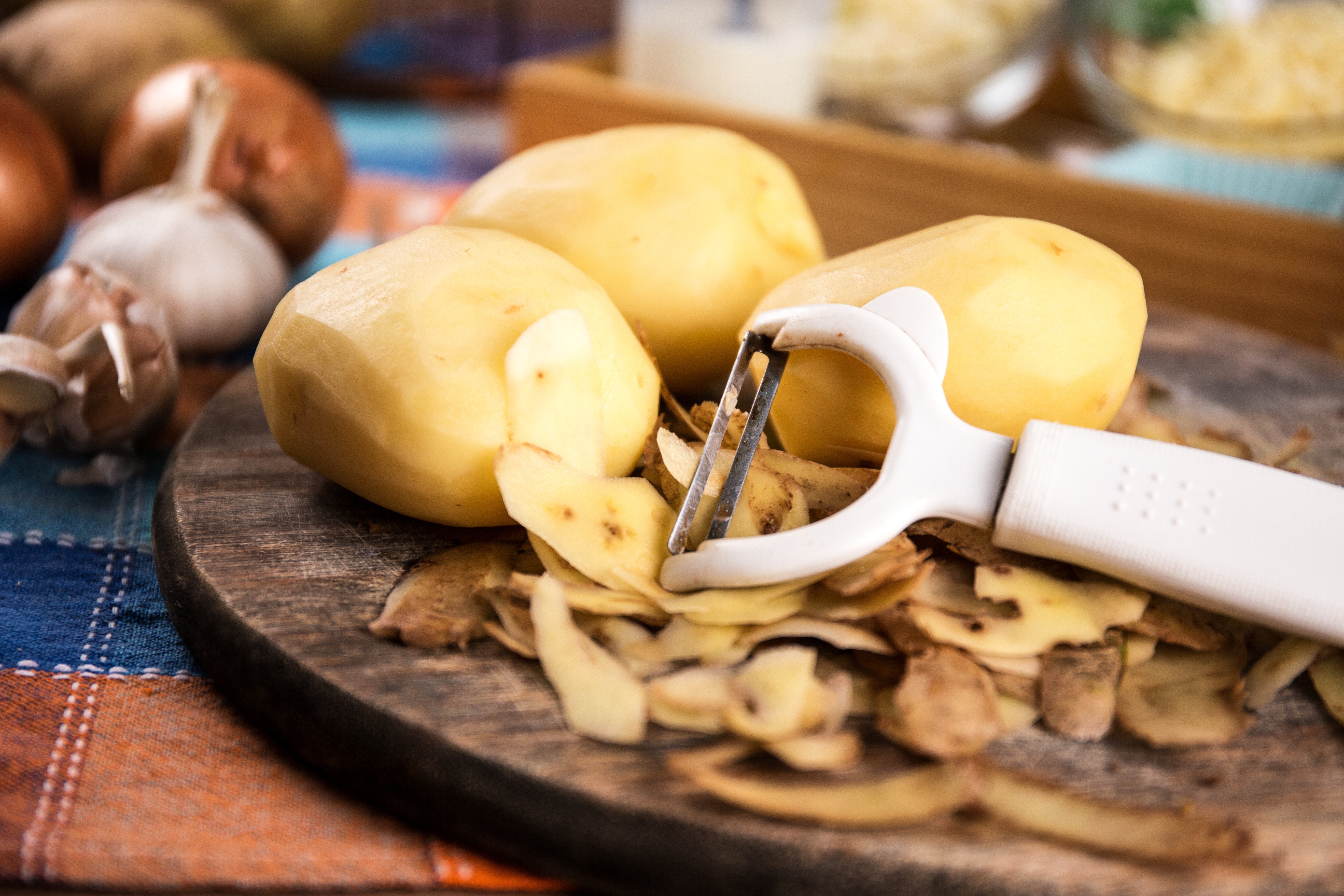 Potatoes cutted on a plate