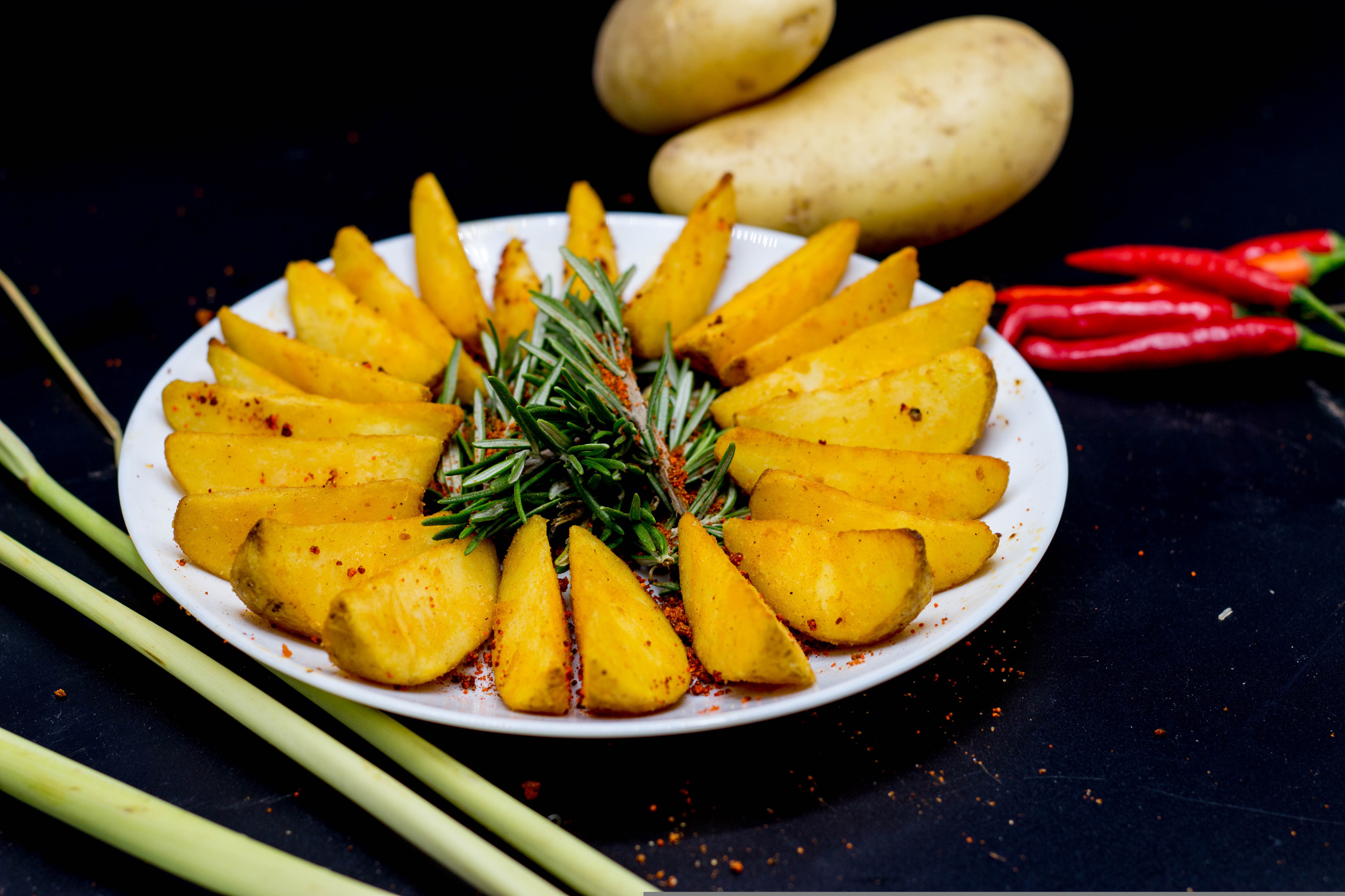 Beautiful potatoe wedges pile